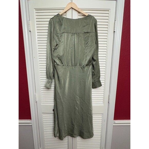 SOCIALITE Nordstrom bias cut long sleeve green midi dress SZ XL - Picture 4 of 6